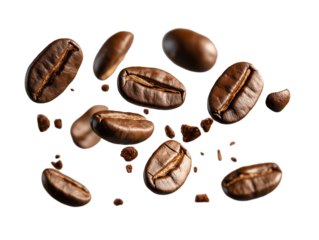 flying coffee beans.