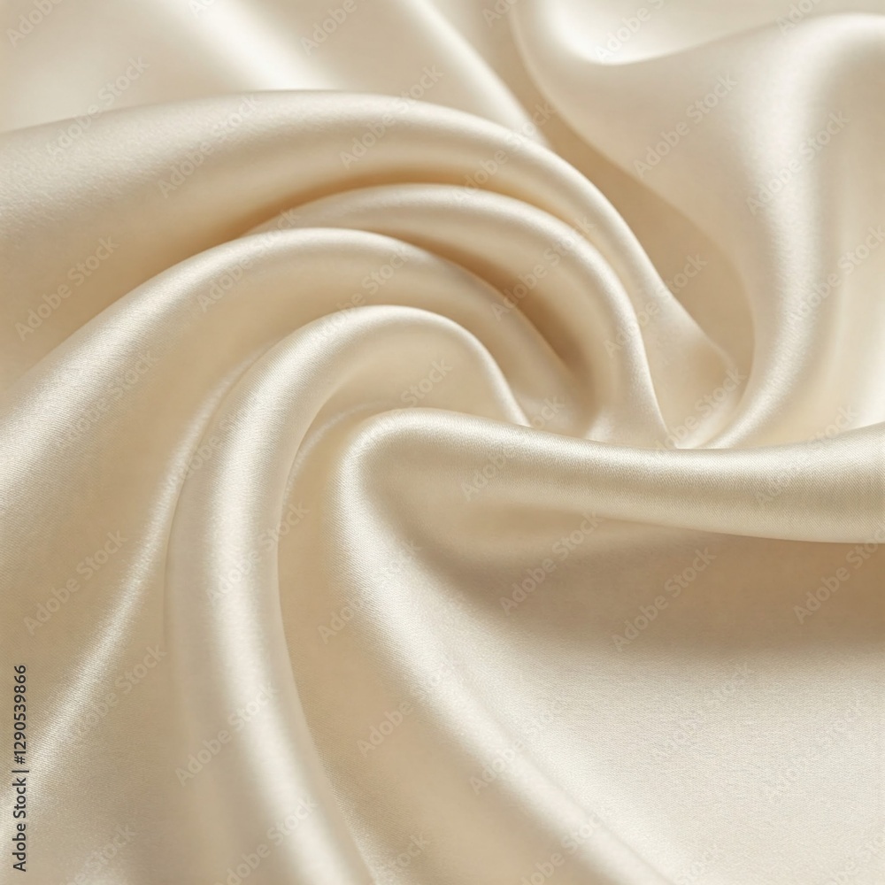 Poster luxurious smooth cream-colored satin fabric with soft folds and elegant draping. perfect for backgro