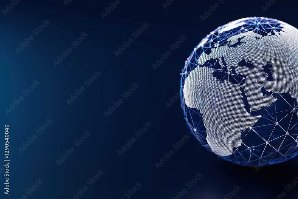 Aufkleber holographic globe with interconnected ai-powered digital networks, visualizing global connectivity a