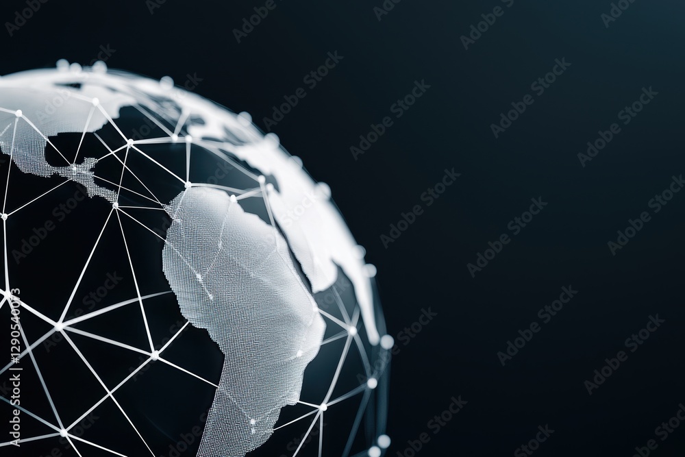 Aufkleber holographic globe with interconnected ai-powered digital networks, visualizing global connectivity a