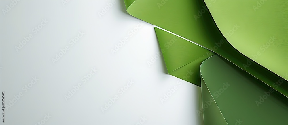 Aufkleber adaptable office concept with layered green paper against a soft grey background featuring ample cop