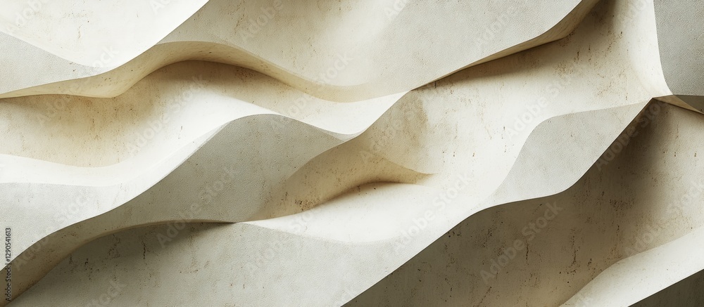 Poster waves of textured beige paper forming elegant folds and undulations creating a dynamic composition w