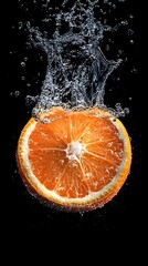 Orange Slice Splashing in Water