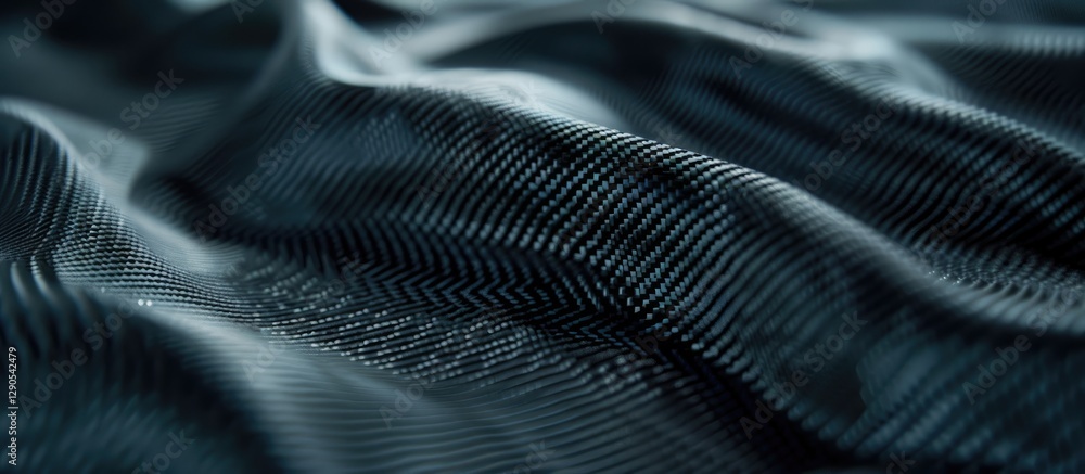 Poster close-up of carbon fiber plain weave texture in dark shades, showcasing intricate patterns with smoo