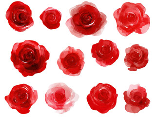 Naklejka premium Watercolor Red Roses Collection: A Romantic Floral Design for Valentine's Day and Wedding Invitations