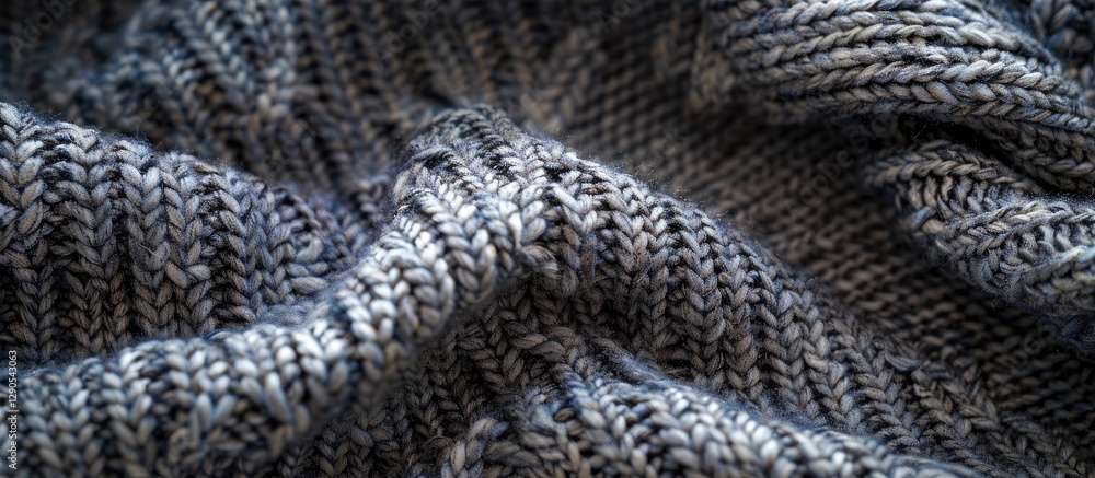 Poster textured close up of a knitted jersey fabric in shades of gray with soft folds creating depth and am
