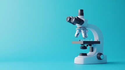Modern Microscope on a Turquoise Background:  A symbol of scientific discovery and technological advancement.