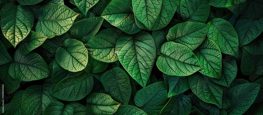 Aufkleber vibrant green leaf pattern with varied textures and shades filling the frame creating a lush abstrac