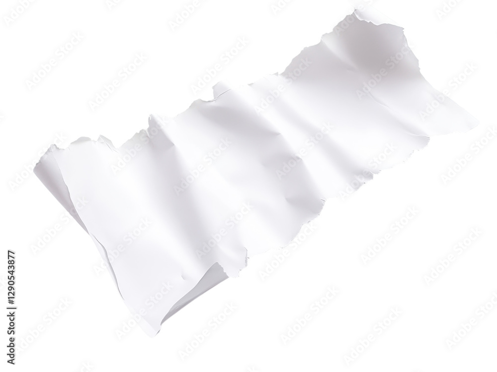 Poster a crumpled piece of white paper isolated on transparent background texture design element