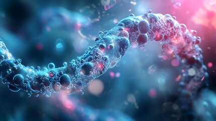 Microscopic DNA Strand: A 3D Rendering of a Double Helix