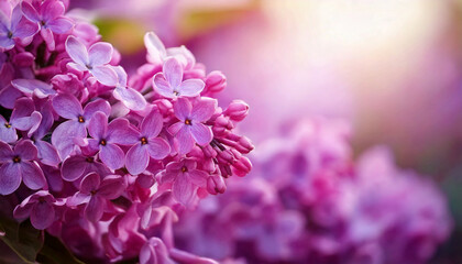 Enchanting lilac flowers background with soft pastel blooms and lush botanical details.