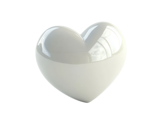 A Polished White Heart Shape 3D Render:  A Symbol of Love and Purity