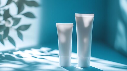 Serene Skincare: Luxury Moisturizer Tubes in Teal Setting
