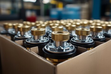 Factory parts boxed, close up