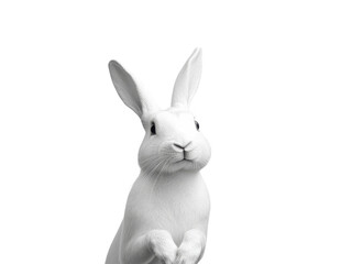 Obraz premium Adorable White Rabbit Portrait Against Transparent Background A Stunning Monochromatic Image of a Fluffy Bunny