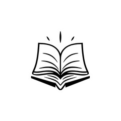 Open book with glowing rays emerging from it, symbol of knowledge, education, and reading.