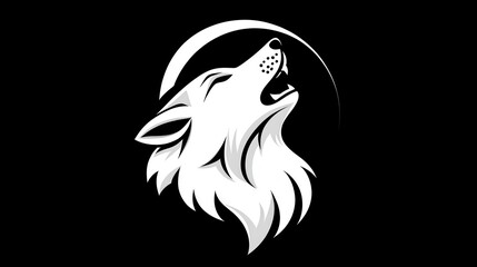 Fototapeta premium Howling Wolf Silhouette Against Crescent Moon Pixel Art