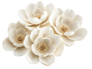 Elegant Creamy White Magnolia Blooms: A Close-Up of Exquisite Artificial Flowers