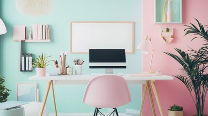 Pastel Pink and Mint Workspace Aesthetic