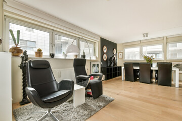 Modern interior design with minimalist furniture