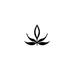 Black minimalist leaf design on white background, with a simple, clean, and elegant aesthetic.