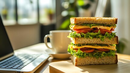 Delicious Double-Decker Sandwich Lunch Break