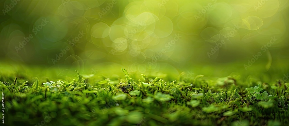 Aufkleber lush green moss background with soft blurred bokeh effect creating a serene atmosphere ideal for nat
