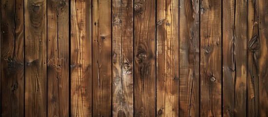 Textured wooden plank surface against a rustic brown wooden background featuring natural grain patterns with ample copy space on the left side