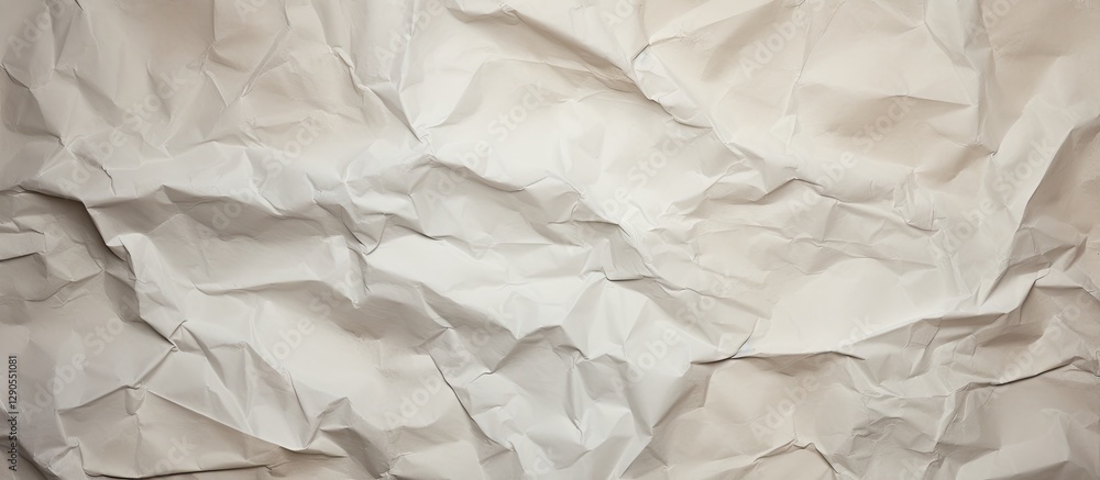 Fototapete crumpled white paper texture with deep folds and shadows, creating a dynamic and layered background 