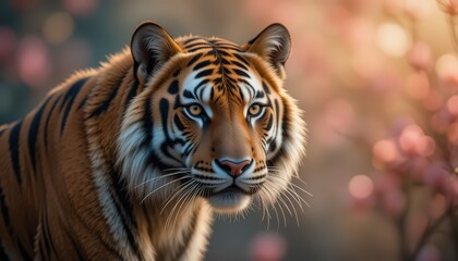 Obraz premium Close-up of a Majestic Tiger in a Spring Setting