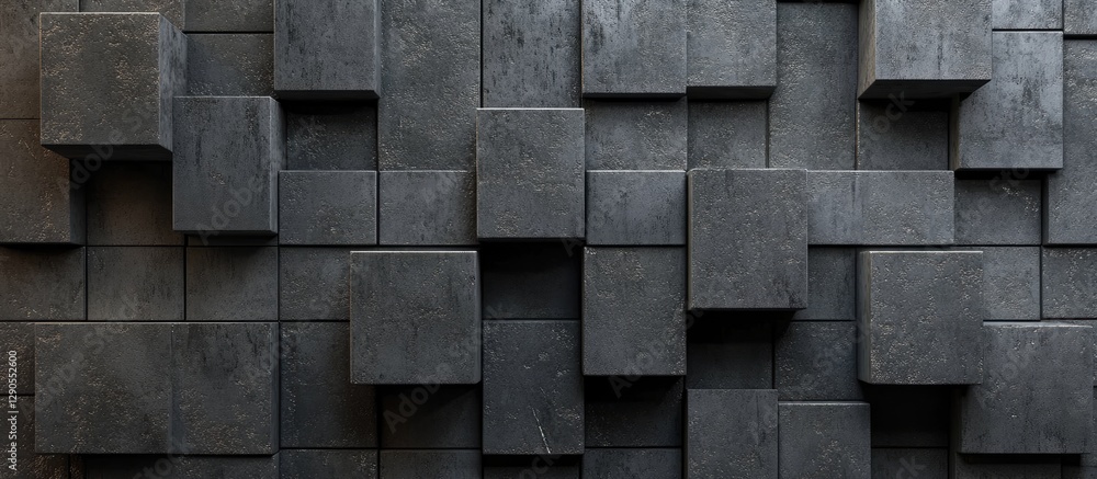 Aufkleber dark gray concrete wall texture featuring a rugged surface with cube patterns creates an abstract in