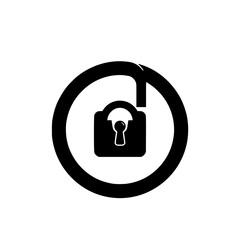 Open Lock Symbol on white background.