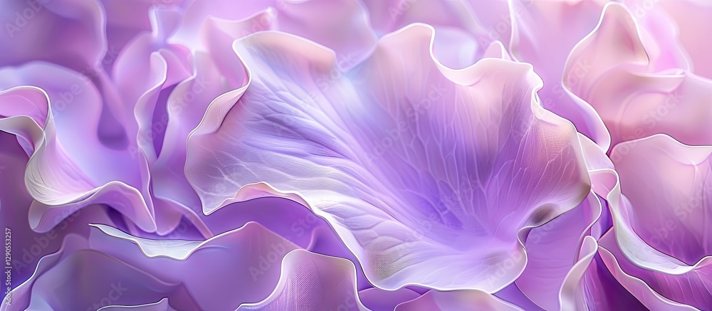 Poster delicate lilac rose petals in soft hues of purple and pink with gentle waves creating an ethereal ba