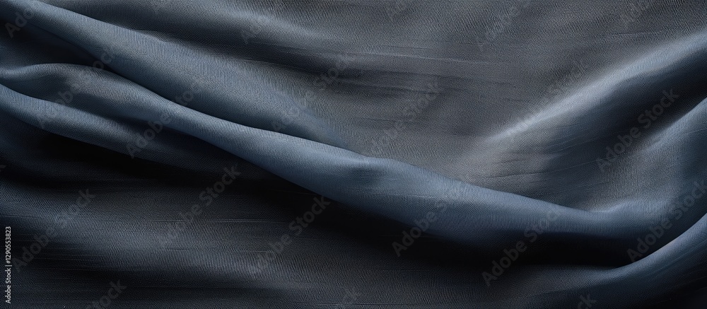 Poster smooth dark blue fabric with gentle folds and a subtle sheen, creating an elegant and sophisticated 