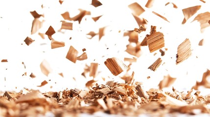 Flying Wood Chips: A Burst of Natural Texture