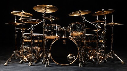 Fototapeta premium Luxury Golden Drum Kit: A Masterpiece of Musical Instrument