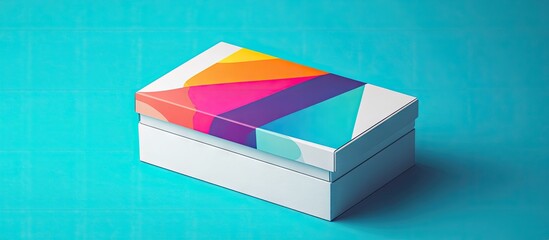 Colorful shoebox design for a national identification card with geometric patterns in vibrant pink, blue, and orange on a teal background.