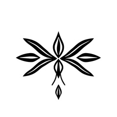 Symmetrical, Black and White Abstract Floral Design, Geometric, Geometric Floral Pattern with a white background.