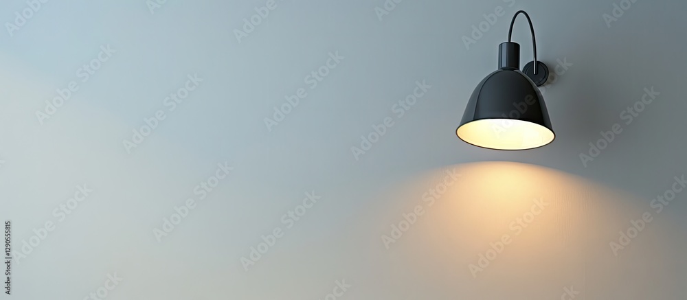 Aufkleber black decorative wall lamp with soft warm light positioned on the left side of a minimalistic gray w