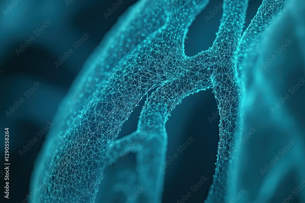 Poster teal glowing particle network abstract background