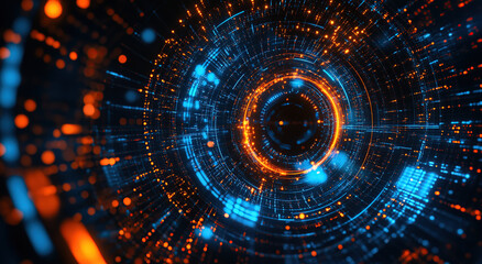 Obraz premium Futuristic Digital Vortex with Glowing Lights