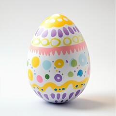 Colorful Easter egg with cute pattern on white background