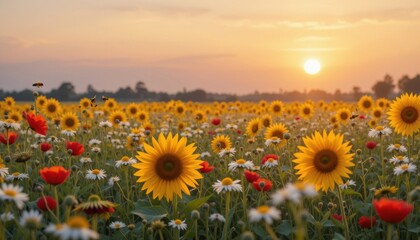 Fototapeta premium 3️⃣ Stunning Spring Season Background Full Bloom Trees Colorful Flowers Green Fields Sunlight Scenic Landscape High Resolution HD Wallpaper Dreamy Aesthetic Nature Beauty Seasonal Vibrant Outdoor Stoc