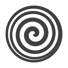 Vector black spiral in a circle on a white background, resembling a hypnotic wheel. Simple graphic with a dynamic effect. Isolated on white background.