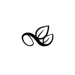 Modern, minimalist stylized black leaf arrangement against white background.