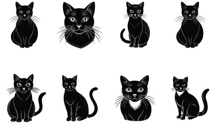 Cats collection silhouette. Vector illustration. Cat vector Shilhoutte Bundle