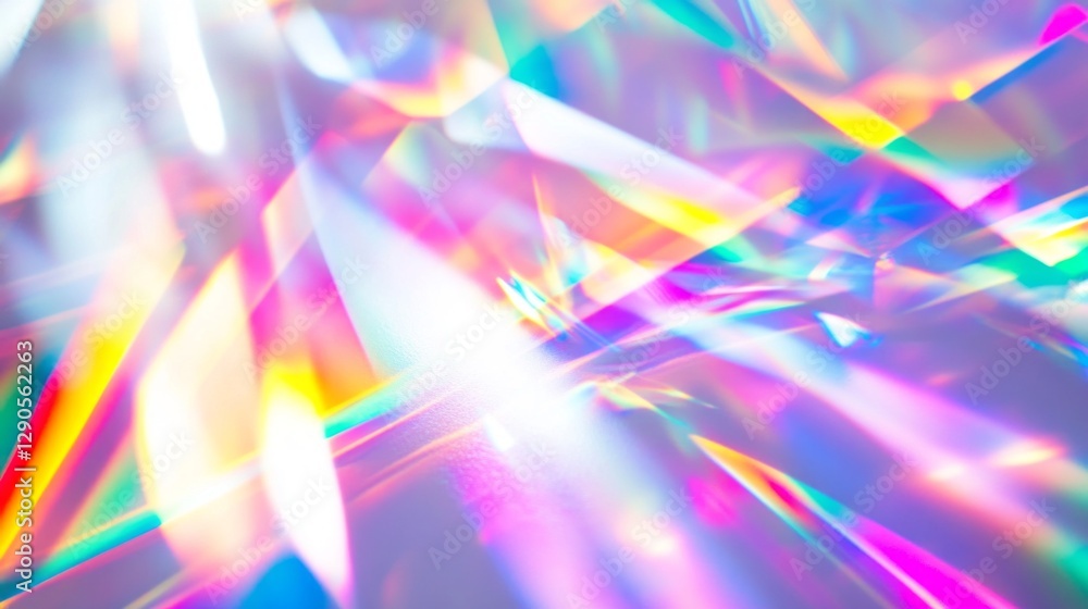 Aufkleber a smooth surface is illuminated by bright light, causing vivid rainbow reflections to scatter and cr