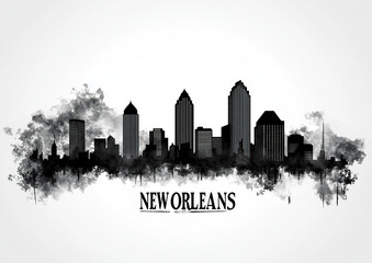 Naklejka premium New Orleans Skyline Silhouette Art