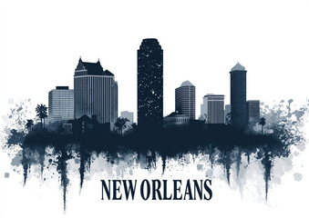 New Orleans Skyline Silhouette Art