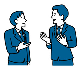 対話、会話をするビジネスマンのイラスト